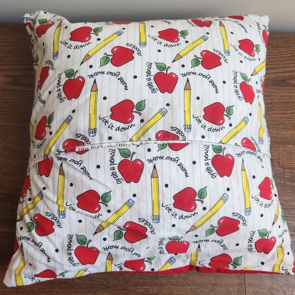 Machine Embroidered 14x14 Teacher Appreciation Pillow Cushion with Pocket - Picture 4 of 6